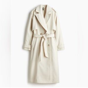 H&M Cream Brushed Twill Trench Coat